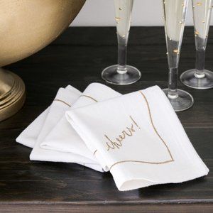 Pottery Barn Cheers Cotton Cocktail Napkins Set of 4